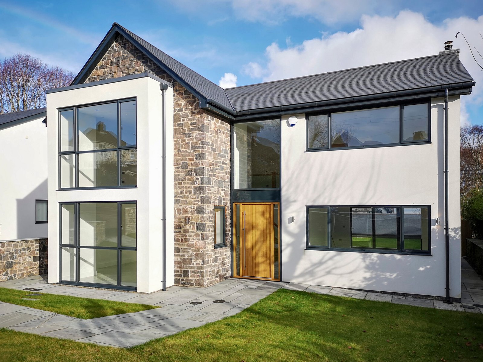 Swansea, UK: November 19, 2020: Bespoke luxury detached house on a new build residential development.